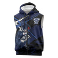 Geelong Football Club Sleeveless Zip Hoodie Cats Muscular Mascot Graphic - Abstract Paint Splatter Art