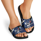 Geelong Football Club Slide Sandals Cats Muscular Mascot Graphic - Abstract Paint Splatter Art