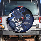 Geelong Football Club Spare Tire Cover Cats Muscular Mascot Graphic - Abstract Paint Splatter Art