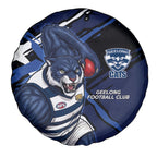 Geelong Football Club Spare Tire Cover Cats Muscular Mascot Graphic - Abstract Paint Splatter Art
