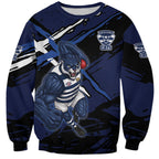 Geelong Football Club Sweatshirt Cats Muscular Mascot Graphic - Abstract Paint Splatter Art