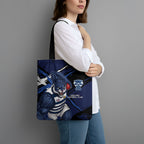 Geelong Football Club Tote Bag Cats Muscular Mascot Graphic - Abstract Paint Splatter Art