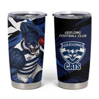 Geelong Football Club Tumbler Cup Cats Muscular Mascot Graphic - Abstract Paint Splatter Art