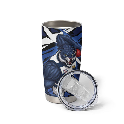 Geelong Football Club Tumbler Cup Cats Muscular Mascot Graphic - Abstract Paint Splatter Art