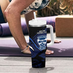 Geelong Football Club Tumbler With Handle Cats Muscular Mascot Graphic - Abstract Paint Splatter Art