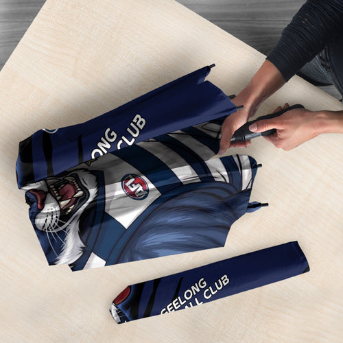 Geelong Football Club Umbrella Cats Muscular Mascot Graphic - Abstract Paint Splatter Art