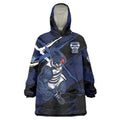 Geelong Football Club Wearable Blanket Hoodie Cats Muscular Mascot Graphic - Abstract Paint Splatter Art