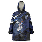 Geelong Football Club Wearable Blanket Hoodie Cats Muscular Mascot Graphic - Abstract Paint Splatter Art