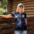 Geelong Football Club Women Polo Shirt Cats Muscular Mascot Graphic - Abstract Paint Splatter Art