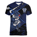 Geelong Football Club Women V-Neck T-Shirt Cats Muscular Mascot Graphic - Abstract Paint Splatter Art