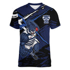Geelong Football Club Women V-Neck T-Shirt Cats Muscular Mascot Graphic - Abstract Paint Splatter Art