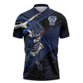 Geelong Football Club Zipper Polo Shirt Cats Muscular Mascot Graphic - Abstract Paint Splatter Art