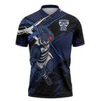 Geelong Football Club Zipper Polo Shirt Cats Muscular Mascot Graphic - Abstract Paint Splatter Art
