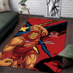 Gold Coast Suns Area Rug Suns Muscular Mascot Graphic - Abstract Paint Splatter Art