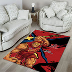 Gold Coast Suns Area Rug Suns Muscular Mascot Graphic - Abstract Paint Splatter Art