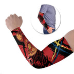 Gold Coast Suns Arm Sleeves Suns Muscular Mascot Graphic - Abstract Paint Splatter Art