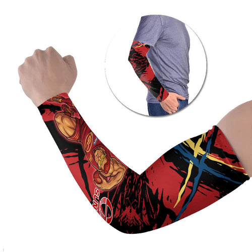 Gold Coast Suns Arm Sleeves Suns Muscular Mascot Graphic - Abstract Paint Splatter Art