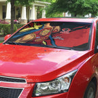 Gold Coast Suns Auto Sun Shade Suns Muscular Mascot Graphic - Abstract Paint Splatter Art