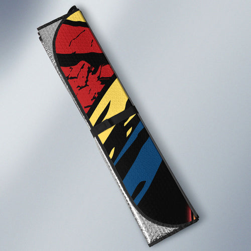 Gold Coast Suns Auto Sun Shade Suns Muscular Mascot Graphic - Abstract Paint Splatter Art