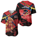 Gold Coast Suns Baseball Jersey Suns Muscular Mascot Graphic - Abstract Paint Splatter Art