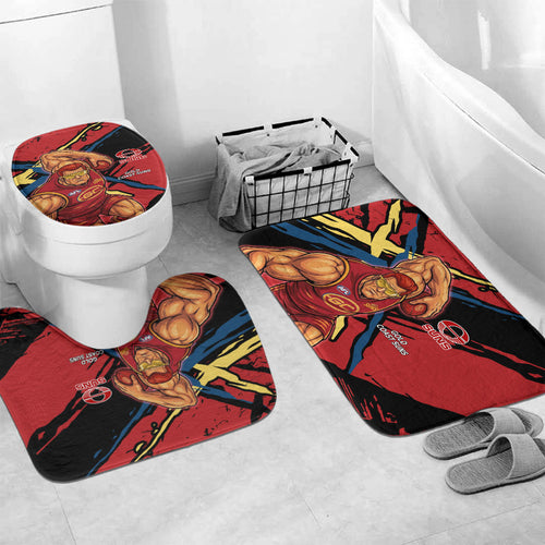 Gold Coast Suns Bathroom Set Suns Muscular Mascot Graphic - Abstract Paint Splatter Art