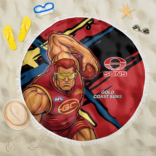 Gold Coast Suns Beach Blanket Suns Muscular Mascot Graphic - Abstract Paint Splatter Art