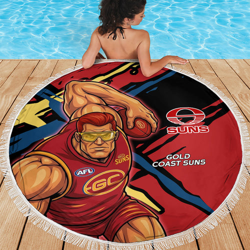 Gold Coast Suns Beach Blanket Suns Muscular Mascot Graphic - Abstract Paint Splatter Art