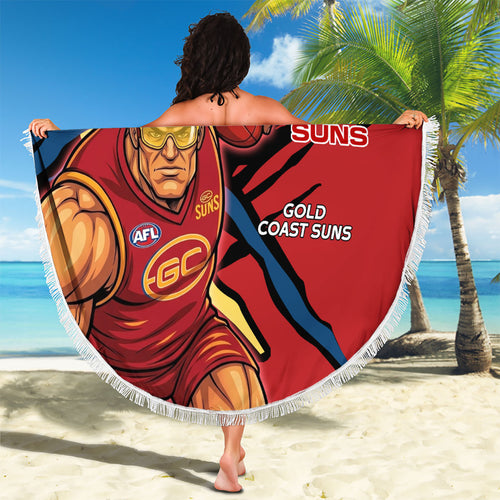 Gold Coast Suns Beach Blanket Suns Muscular Mascot Graphic - Abstract Paint Splatter Art
