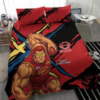 Gold Coast Suns Bedding Set Suns Muscular Mascot Graphic - Abstract Paint Splatter Art