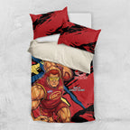 Gold Coast Suns Bedding Set Suns Muscular Mascot Graphic - Abstract Paint Splatter Art