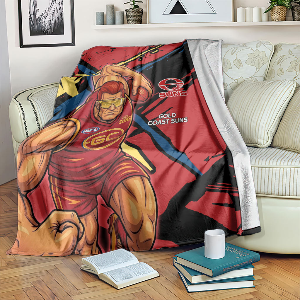 Gold Coast Suns Blanket Suns Muscular Mascot Graphic - Abstract Paint Splatter Art
