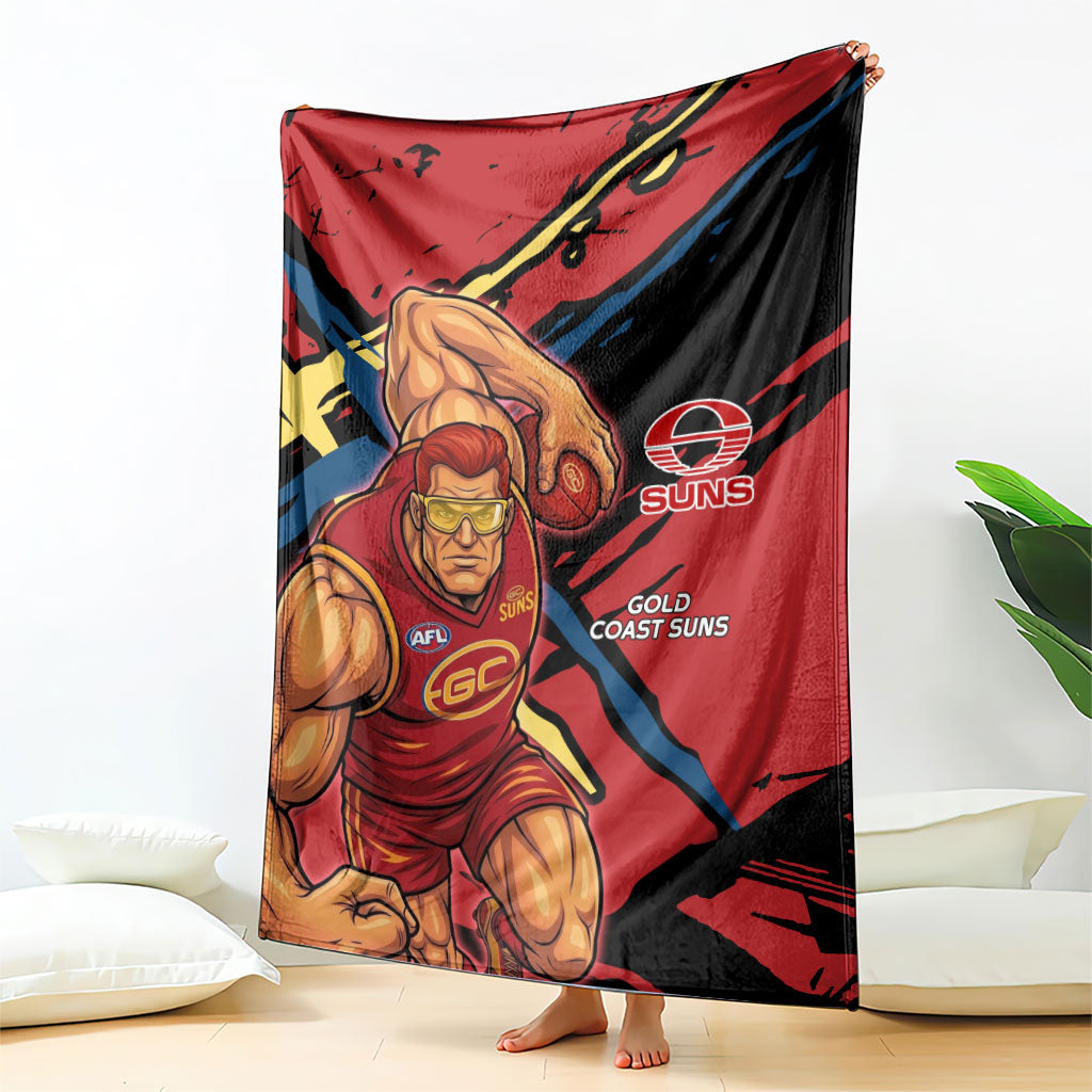 Gold Coast Suns Blanket Suns Muscular Mascot Graphic - Abstract Paint Splatter Art
