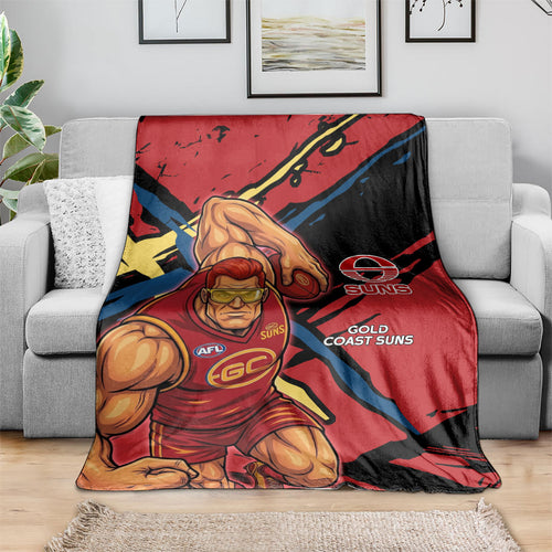 Gold Coast Suns Blanket Suns Muscular Mascot Graphic - Abstract Paint Splatter Art