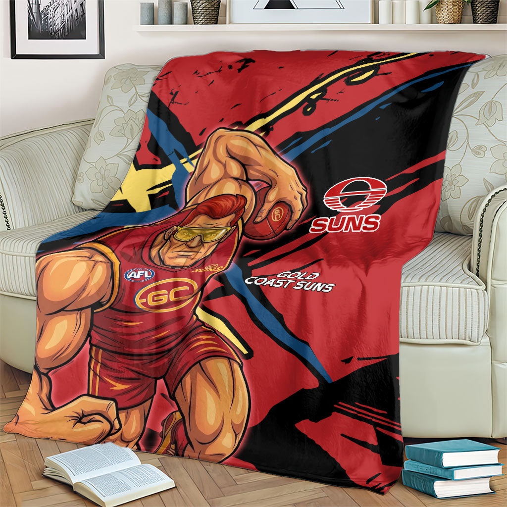 Gold Coast Suns Blanket Suns Muscular Mascot Graphic - Abstract Paint Splatter Art