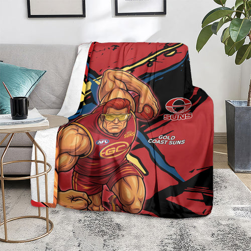 Gold Coast Suns Blanket Suns Muscular Mascot Graphic - Abstract Paint Splatter Art