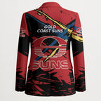 Gold Coast Suns Blazer Suns Muscular Mascot Graphic - Abstract Paint Splatter Art