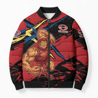 Gold Coast Suns Bomber Puffer Jacket Suns Muscular Mascot Graphic - Abstract Paint Splatter Art
