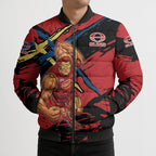 Gold Coast Suns Bomber Puffer Jacket Suns Muscular Mascot Graphic - Abstract Paint Splatter Art