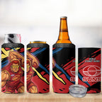 Gold Coast Suns 4 in 1 Can Cooler Tumbler Suns Muscular Mascot Graphic - Abstract Paint Splatter Art