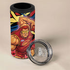 Gold Coast Suns 4 in 1 Can Cooler Tumbler Suns Muscular Mascot Graphic - Abstract Paint Splatter Art