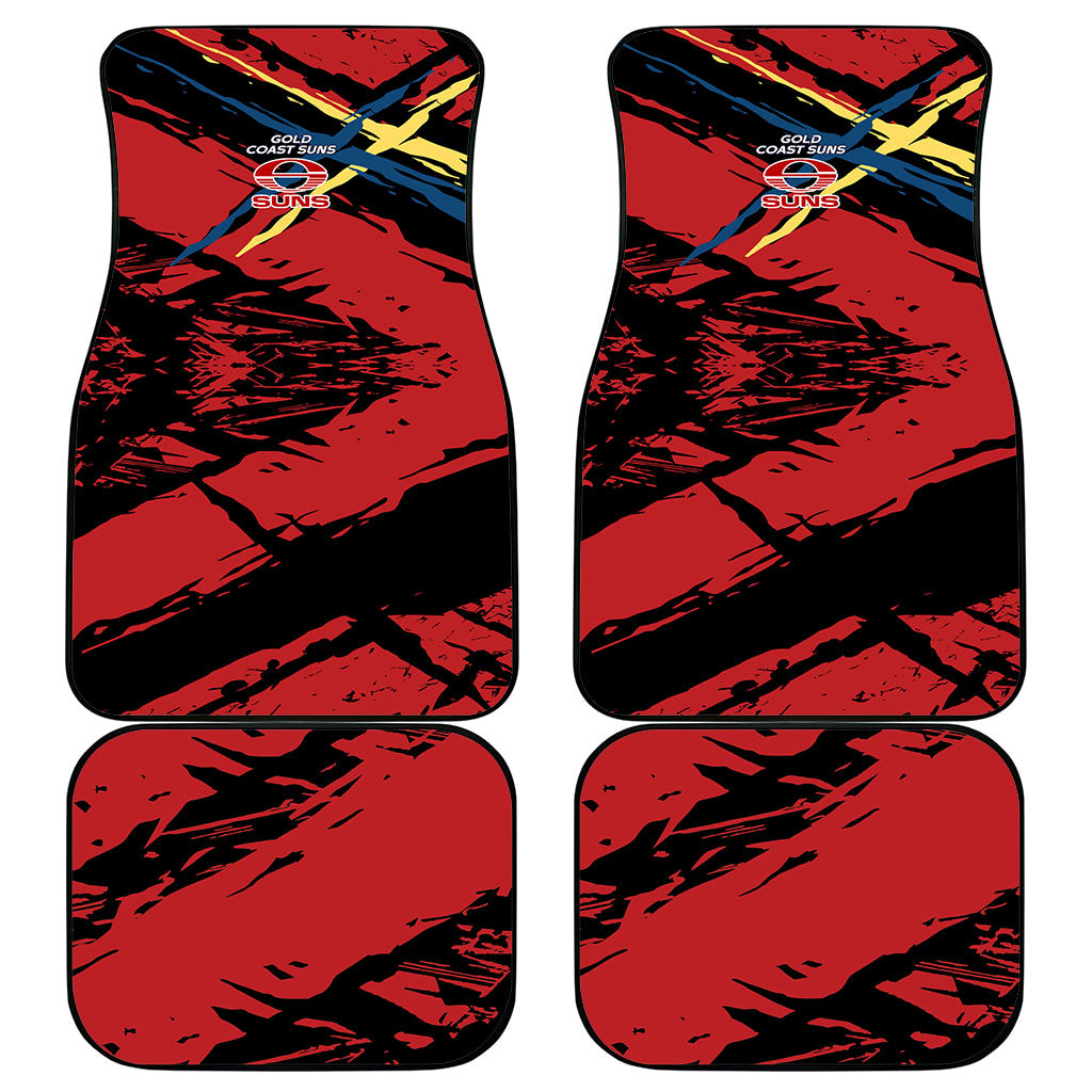 Gold Coast Suns Car Mats Suns Muscular Mascot Graphic - Abstract Paint Splatter Art