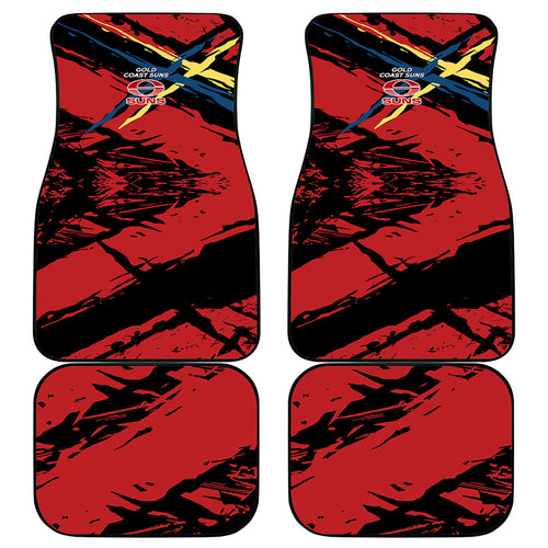 Gold Coast Suns Car Mats Suns Muscular Mascot Graphic - Abstract Paint Splatter Art
