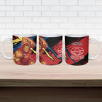 Gold Coast Suns Ceramic Mug Suns Muscular Mascot Graphic - Abstract Paint Splatter Art
