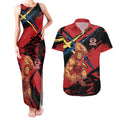 Gold Coast Suns Couples Matching Tank Maxi Dress and Hawaiian Shirt Suns Muscular Mascot Graphic - Abstract Paint Splatter Art