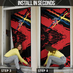 Gold Coast Suns Door Cover Suns Muscular Mascot Graphic - Abstract Paint Splatter Art