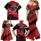 Gold Coast Suns Family Matching Mermaid Dress and Hawaiian Shirt Suns Muscular Mascot Graphic - Abstract Paint Splatter Art