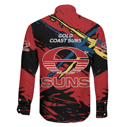 Gold Coast Suns Family Matching Mermaid Dress and Hawaiian Shirt Suns Muscular Mascot Graphic - Abstract Paint Splatter Art