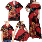 Gold Coast Suns Family Matching Off Shoulder Maxi Dress and Hawaiian Shirt Suns Muscular Mascot Graphic - Abstract Paint Splatter Art