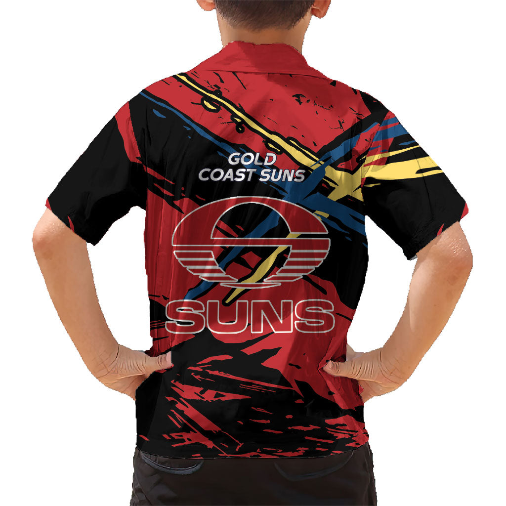 Gold Coast Suns Family Matching Tank Maxi Dress and Hawaiian Shirt Suns Muscular Mascot Graphic - Abstract Paint Splatter Art