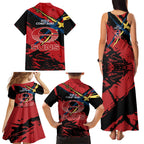 Gold Coast Suns Family Matching Tank Maxi Dress and Hawaiian Shirt Suns Muscular Mascot Graphic - Abstract Paint Splatter Art